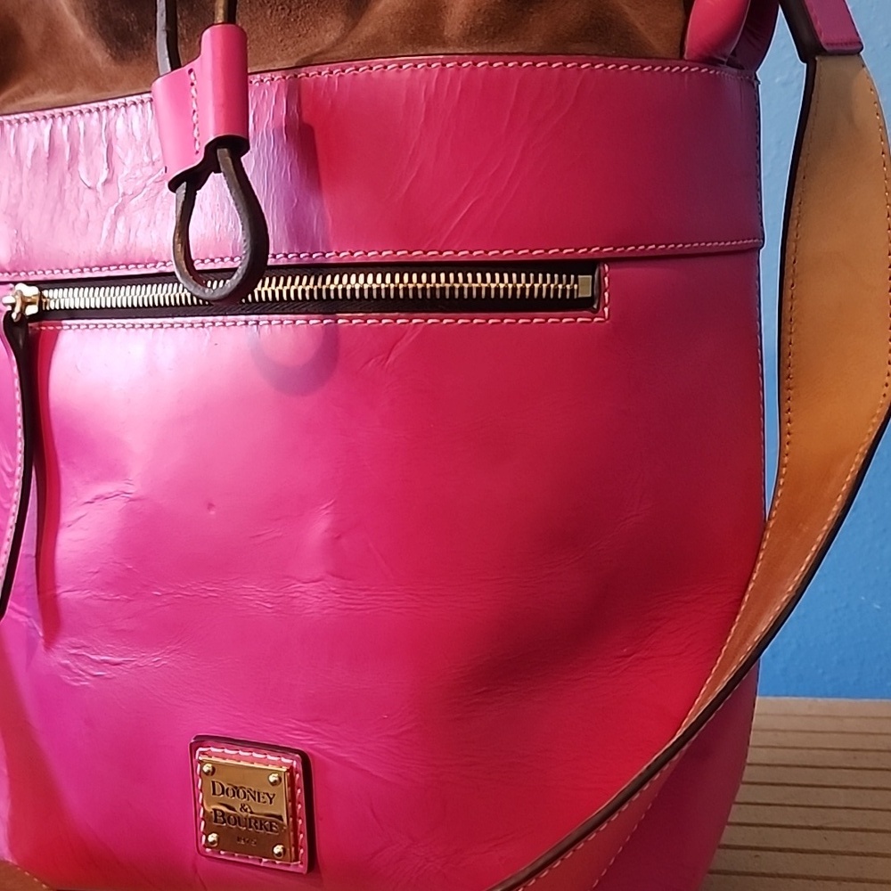 Dooney & Bourke Fuchsia Leather Shoulder Bag - Picture 13 of 17